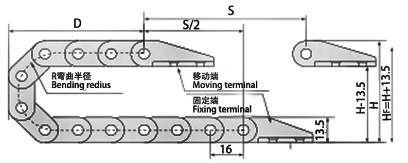 7系列微小型拖鏈技術參數(shù)圖